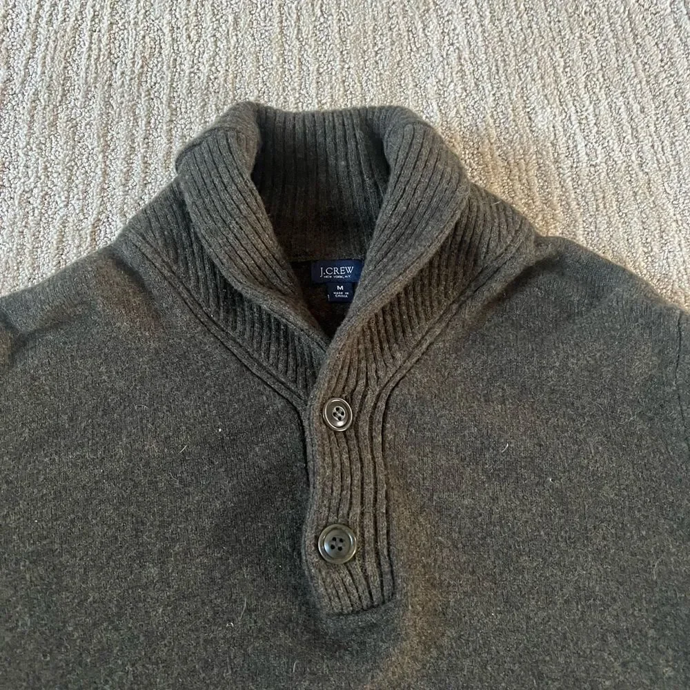 J. Crew Mens Green Cowl neck Sweater